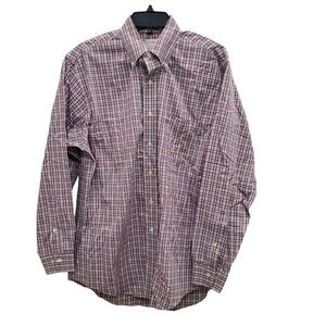 Brooks Brothers Men's Cotton Traditional Fit Original Polo Shirt Red Plaid LS M